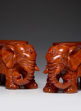 刺史木雕泰国大象摆件