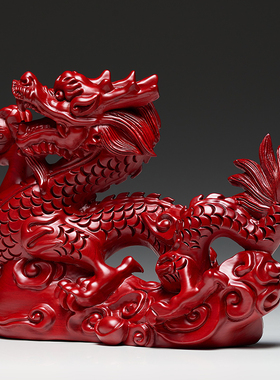 刺史红色木雕实木龙摆件
