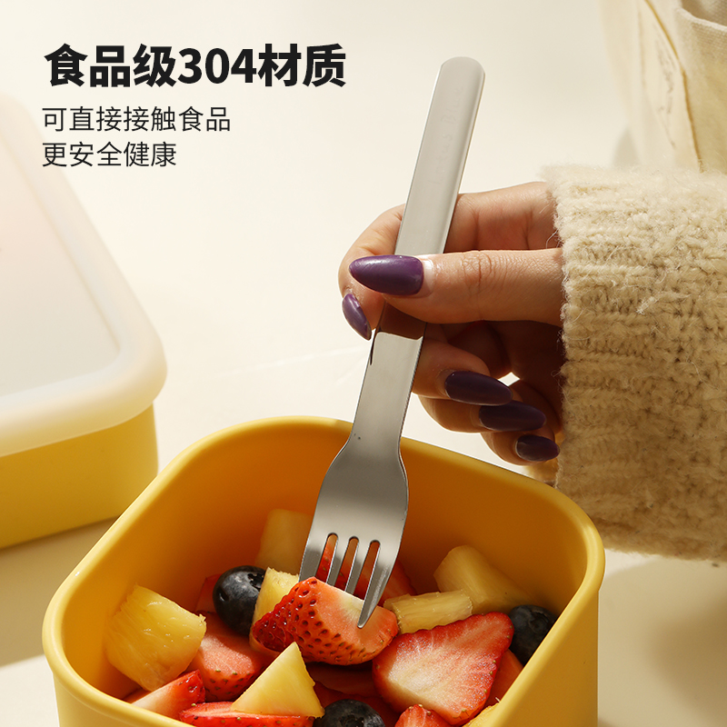 蓝莲花不锈钢便携餐具套装勺子筷子收纳盒个人饭盒便当外带专用 - 图2