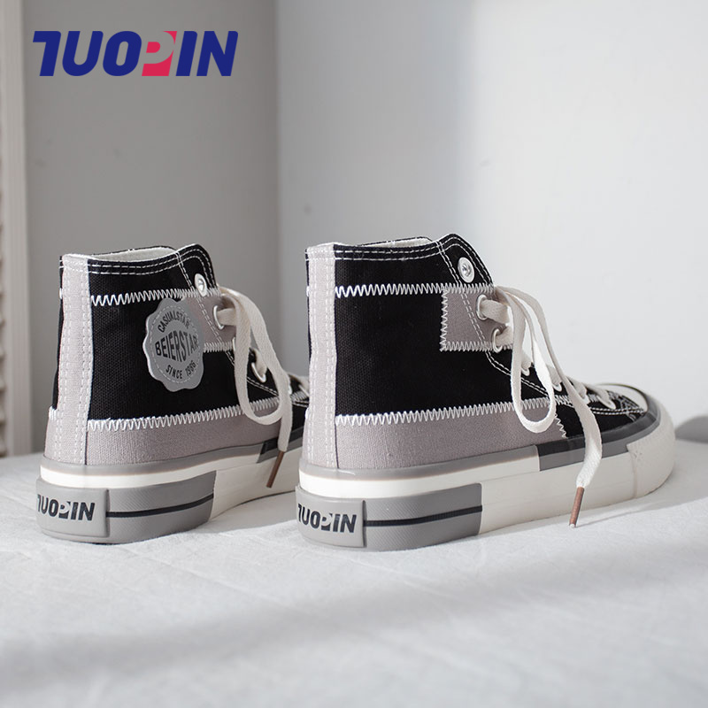 鮀品旗舰店鮀品网红高帮帆布鞋女ulzzang百搭ins潮鞋新款学生秋季板鞋子1