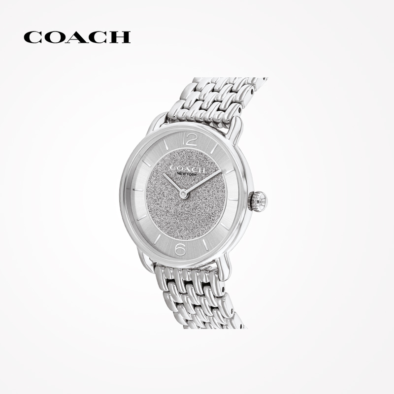 COACH/蔻驰ELLIOT系列石英钢带日晖纹表盘手表女表
