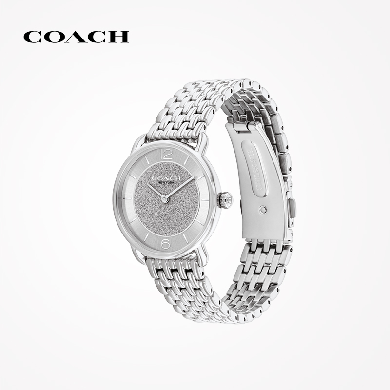 COACH/蔻驰ELLIOT系列石英钢带日晖纹表盘手表女表