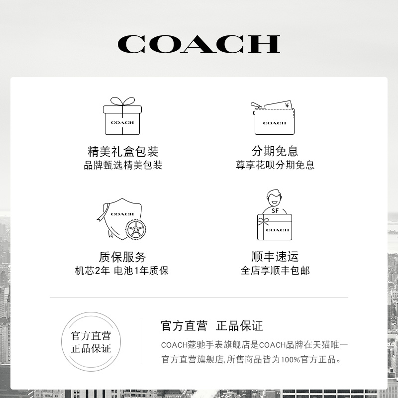 【520礼物】COACH/蔻驰CARY系列女士时尚小牛皮表带表绿手表女表