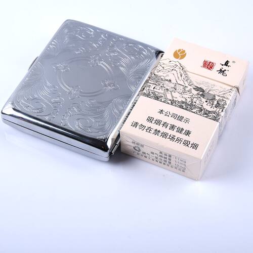 20支装烟盒超薄创意便携金属铜制精雕个性潮流精品粗烟香烟夹子男 - 图2
