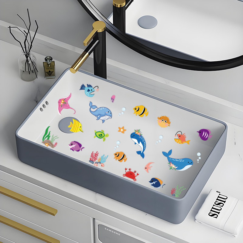 卫生间防水墙贴浴室瓷砖贴纸墙纸自粘墙上遮丑海洋鱼贴画补洞装饰,淘宝优惠券,粉丝福利购,淘宝优惠卷