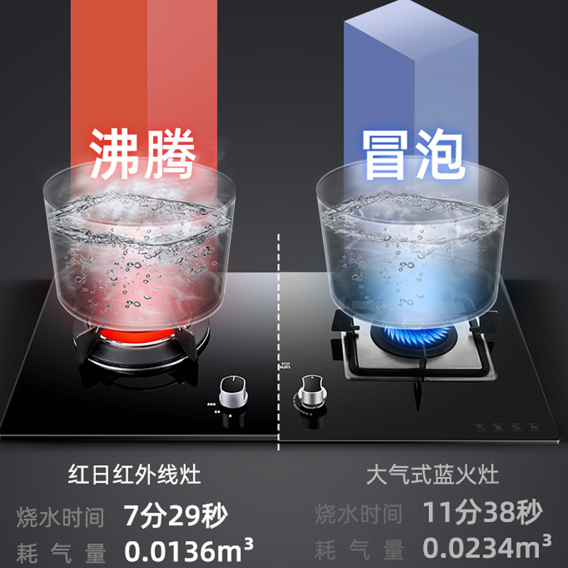 红日 EM318B家用红外线燃气灶嵌入式台式猛火灶液化气天然气双灶-图1