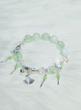 森系绿色蝴蝶水晶串珠手链高颜值学生党新中式古风手串女闺蜜手链