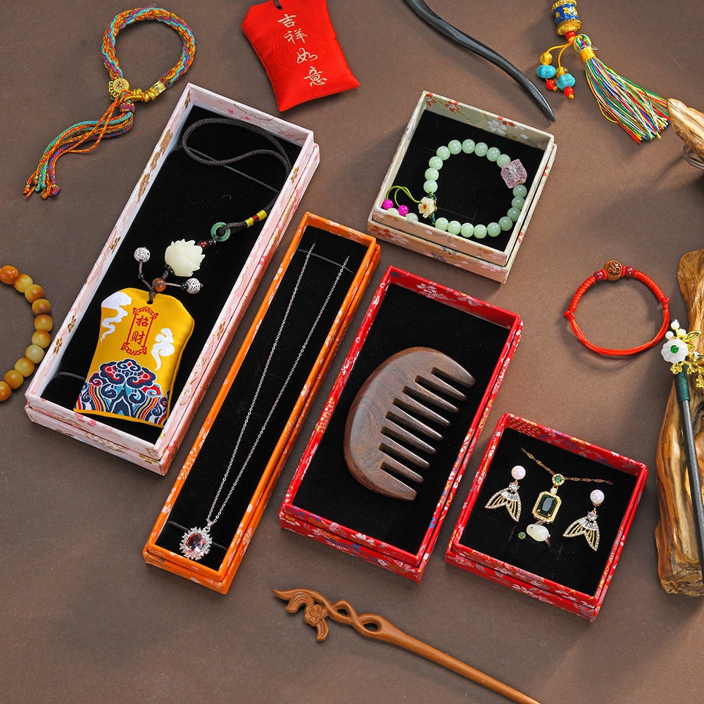 2026国风天地盖纸质包装盒精美彩色锦绘中国红挂饰礼盒头梳饰品盒,淘宝优惠券,粉丝福利购,淘宝优惠卷