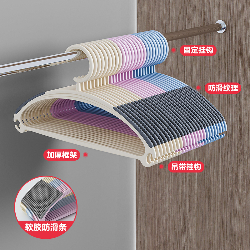 衣架无痕防肩角不起包家用塑料衣服挂架宿舍衣撑子硅胶防滑晾衣架 - 图1
