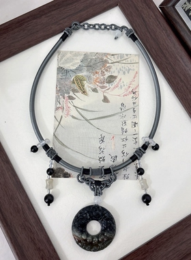 孤品无金属项圈玉石璎珞汉服明宋制马面裙项链配饰古风小众项链女