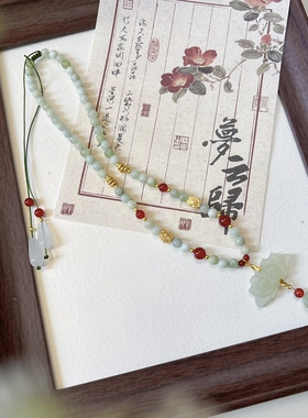 国风夏季莲花红绿色短款国风璎珞项链可调节古风中式汉服配饰穿搭