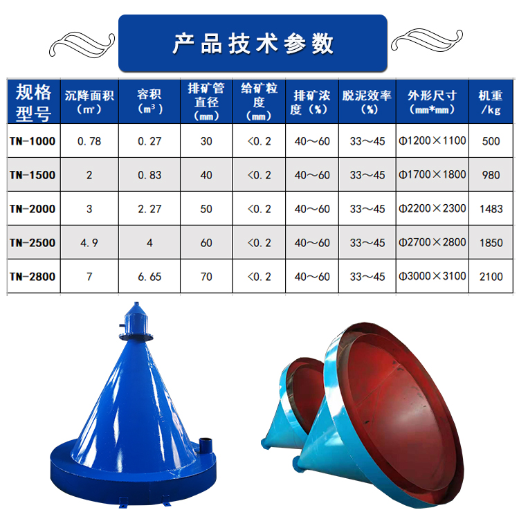 1500型脱泥斗锥斗水力分级机选矿设备选矿设备脱水斗无动力脱泥机