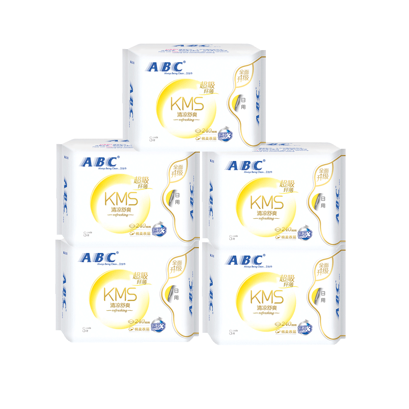 ABC卫生巾日用组合240mm薄荷清凉纤薄棉柔亲肤蓝芯干爽整箱40片 - 图3