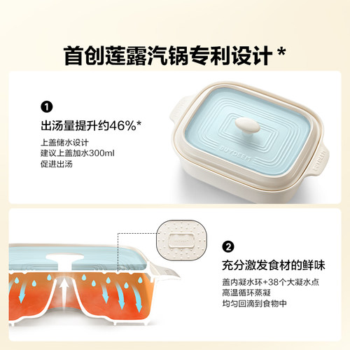 【方形蒸锅配件合集】北鼎蒸炖锅配件莲露汽锅陶瓷大炖盅玻璃炖盅 - 图2