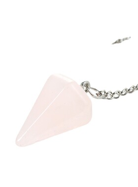 磐凌阁天然石六角菱形粉水晶灵摆锥形灵摆切面子弹头水晶项饰