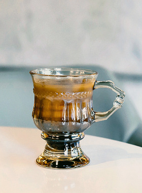 复古浮雕玻璃杯下午茶杯