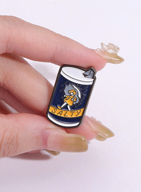 新品罐子合金胸针卡通可爱盐罐金属徽章个性盐盒配饰别针
