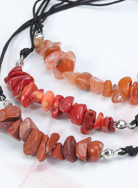 碎石手链ins风黄水晶粉晶原石手链紫水晶串珠手串现货