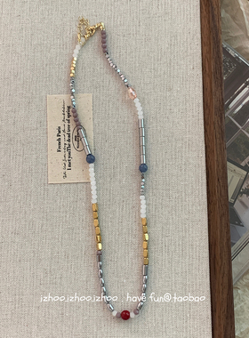 金属水晶串珠项链女百搭锁骨链