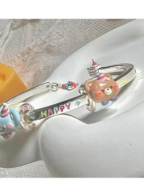 熊熊手镯女ins小众轻奢高级感手环可爱卡通学生手饰