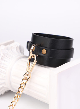 Sweet Puppy皮质手拷魔术道具cosplay金属链可调节情侣