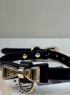 蝴蝶结项圈女皮质脖圈颈圈项链锁骨链禁欲系