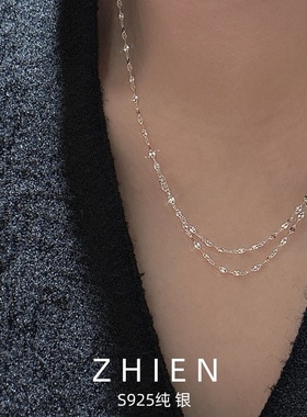 S925纯银爆闪瓦片项链