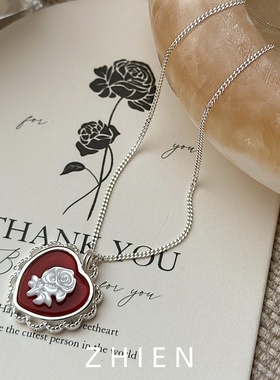 【卡梅奥】S925纯银复古红色项链