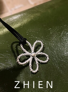 S925纯银花朵项链女韩系小众设计