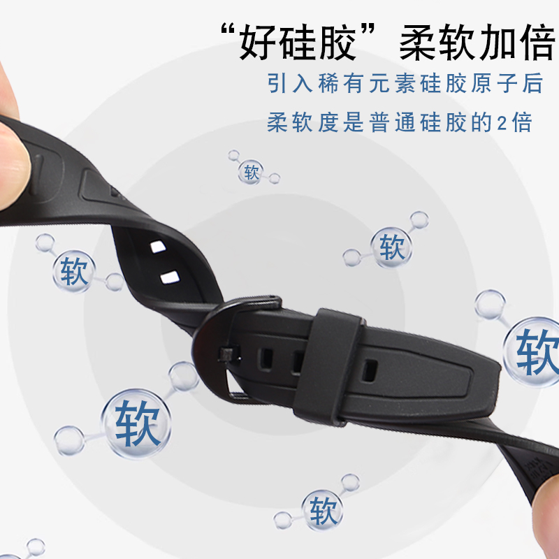 适配卡西欧W-800H F-91 W-218H电子表运动硅胶树脂防水手表带配件 - 图2