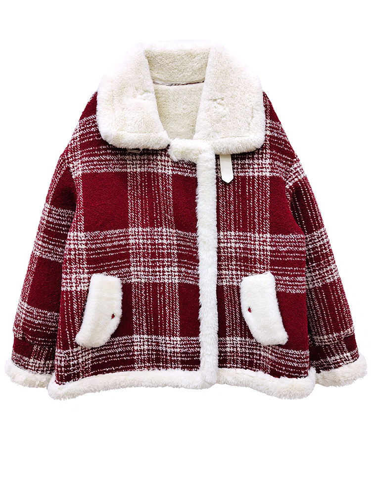 2020秋冬款流行韩版外套粗花呢大衣 米初日记毛呢外套