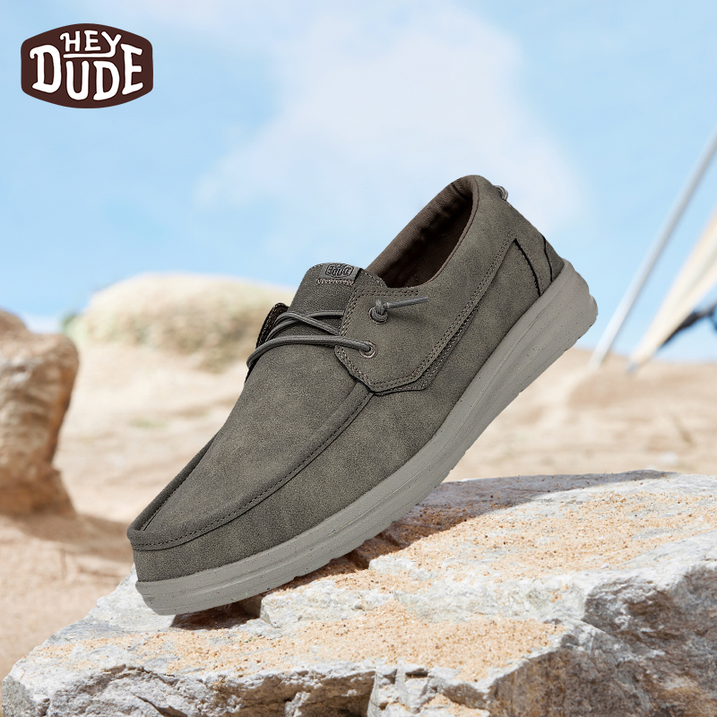 HEY DUDE布鞋男款时尚潮流休闲小众软底舒适耐磨一脚蹬懒人健步鞋 - 图1