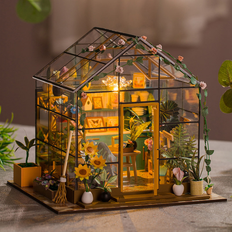 diy小屋手工花房女孩玩具积木别墅超级世界拼装模型儿童生日礼物