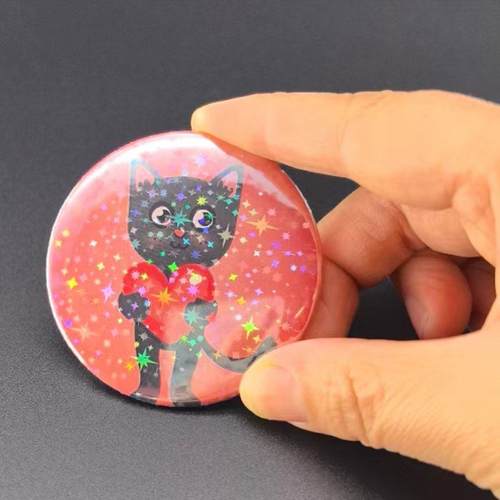镭射膜星星双闪吧唧圆形保护膜58MM胸章膜动漫徽章膜 - 图2