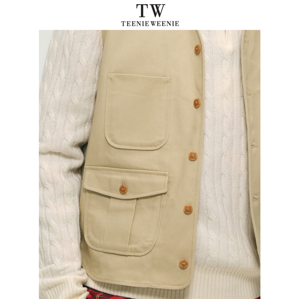 Teenie Weenie小熊男装简约日常商务通勤挺括棉质斜纹马甲背心,淘宝优惠券,粉丝福利购,淘宝优惠卷