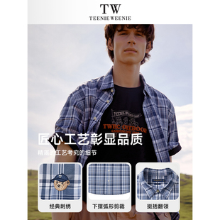 TeenieWeenie小熊男装衬衫格子小众新款短袖