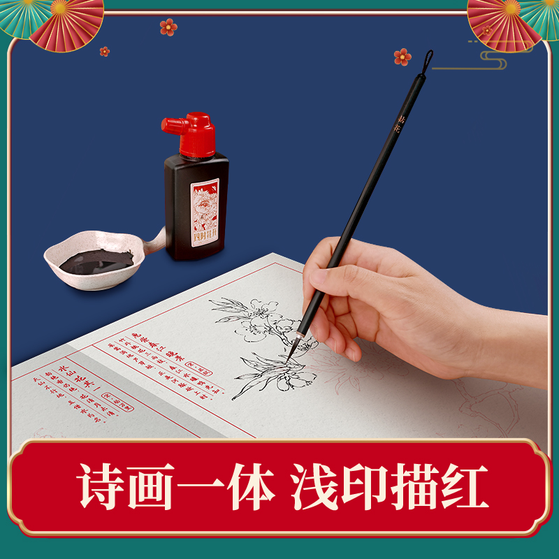 飞乐鸟 |四时花开国画礼盒 工笔白描花卉图谱名师描摹线稿 - 图2