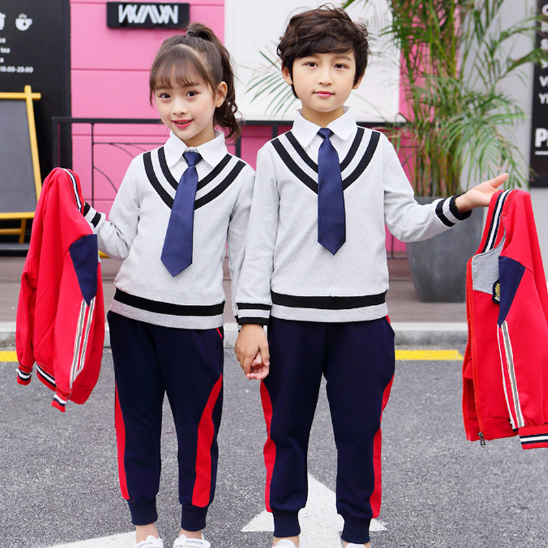 幼儿园园服春秋儿童小学生校服套装班服纯棉学院风长袖运动三件套 - 图2