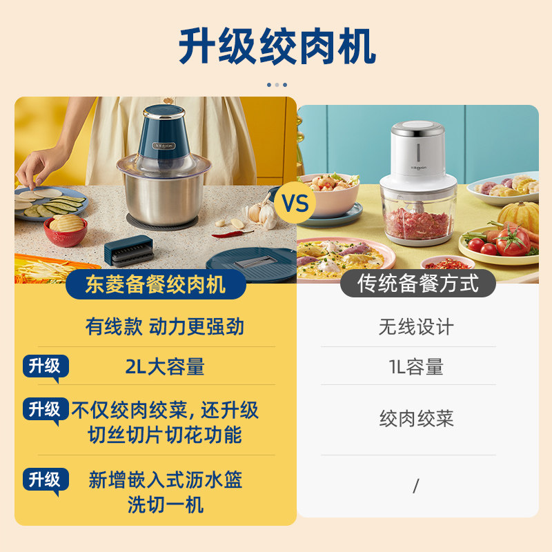 东菱家用电动小型料理机辅食绞肉机 东菱绞肉/碎肉/绞菜机