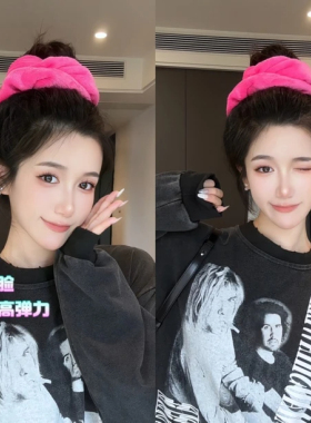 超大毛巾吸水干发大肠发圈气质丸子头发绳头发带毛绒洗脸头饰发饰