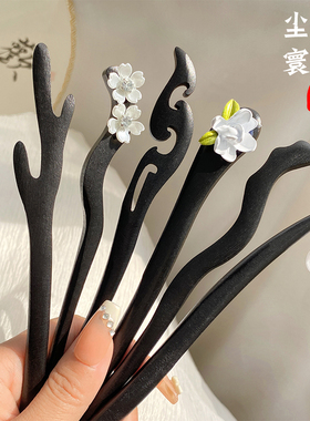 古风木质发簪后脑勺盘发簪子头饰