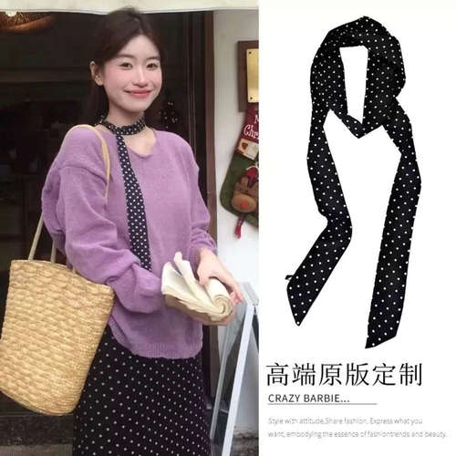 复古港风ins波点丝带一款多用搭配衬衫颈链腰链绑带发带爆款配饰 - 图1