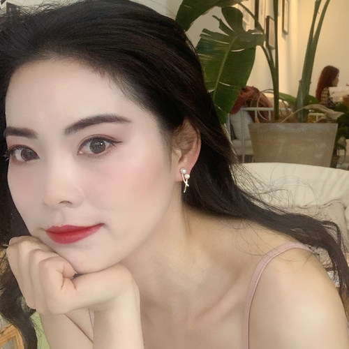 feve store 春款新款交叉珍珠耳环超仙少女心耳钉925银针耳饰 - 图0