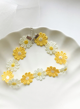 choker泫雅风小雏菊黄色锁骨链