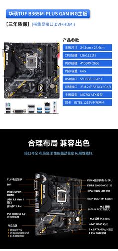 全新华硕B365M-PLUS GAMING主板CPU内存套装Z390-P送铜管散热器 - 图3