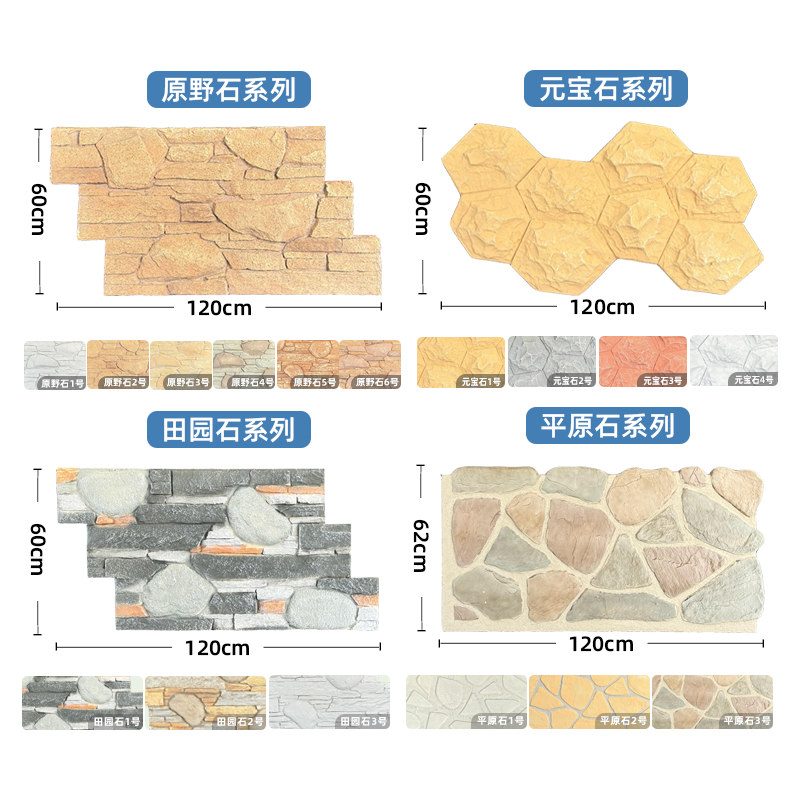 pu石皮仿石材文化石背景墙堡垒碎拼莱姆石蘑菇石外墙砖庭院轻质砖 - 图2