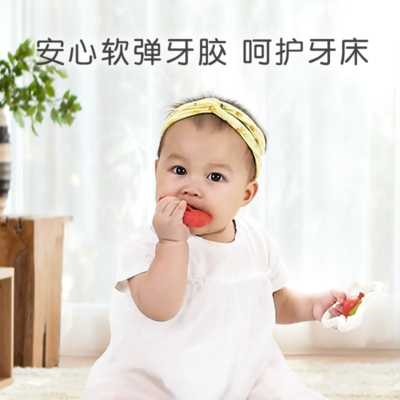 纽乐手摇铃0-1岁新生儿3-6-12牙胶 纽乐母婴摇铃