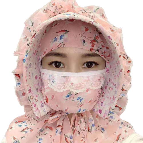 干农活遮阳帽子女夏防晒衣帽一体太阳帽口罩遮脸防紫外线骑车护颈 - 图3