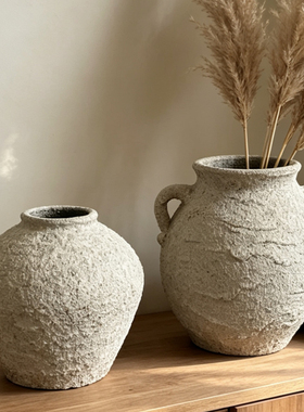砂迹诧寂粗陶花瓶手作肌理花器