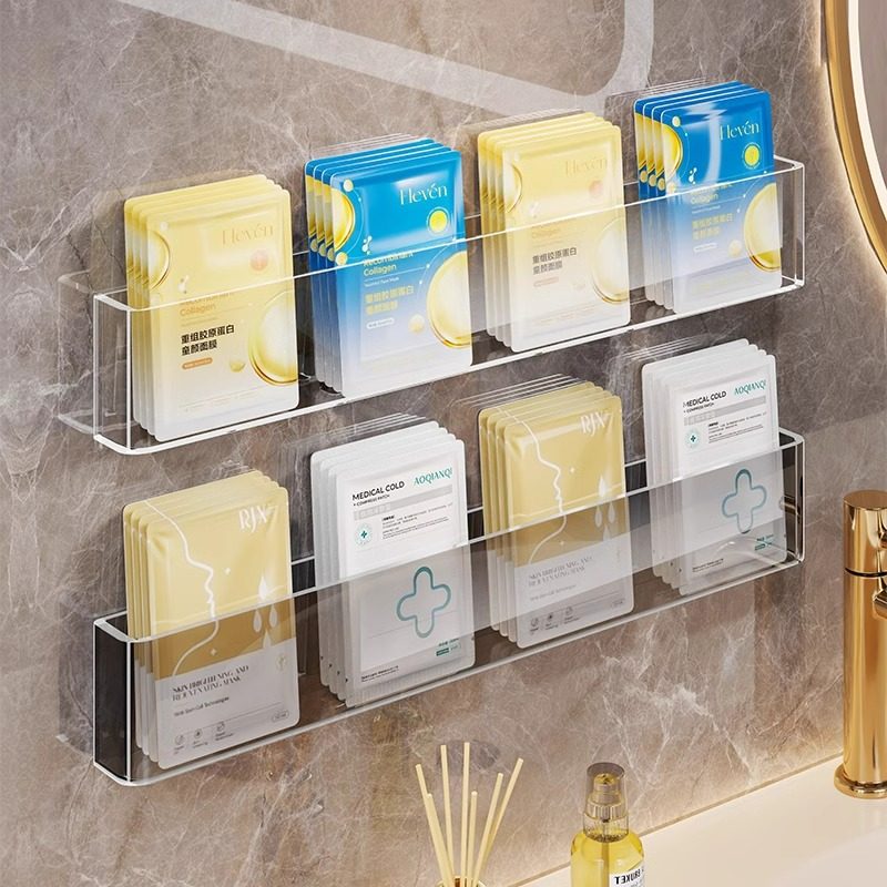 镜柜收纳盒洗漱台墙上免打孔透明亚克力面膜护肤品口红收纳储物架,淘宝优惠券,粉丝福利购,淘宝优惠卷